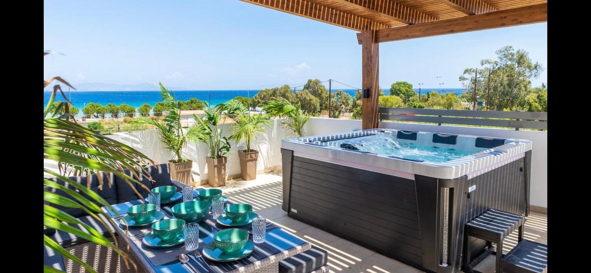 Odyssea Top View & Hot Jacuzzi Front Beach Kremastí Exteriér fotografie